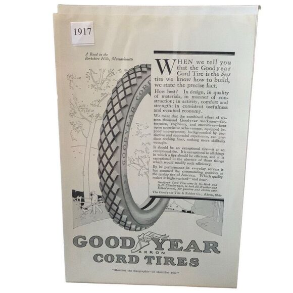 Vintage 1917 GoodYear Akron Cord Tires Ad Advertisement - Picture 2 of 4